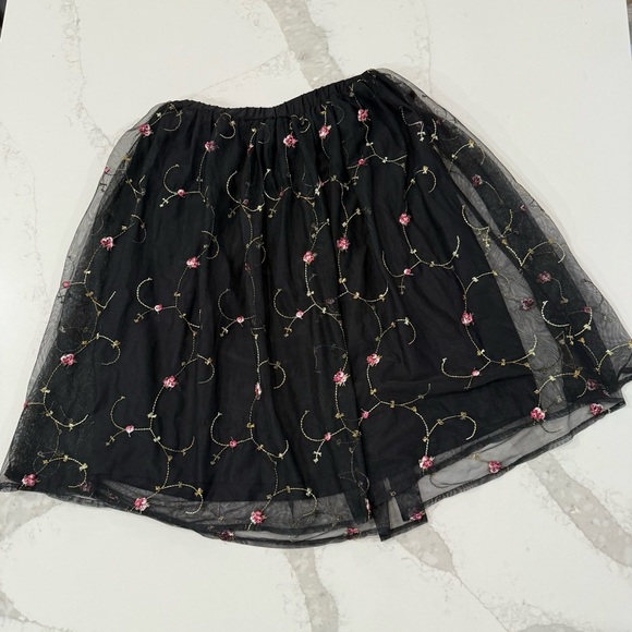 H&M Divided Floral Embroidery Whimsygoth Pull On Mesh Skirt Womens 4 Black Fairy - Picture 5 of 5